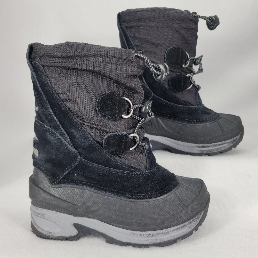LL BEAN Boots Kids 11 Insulated Snow Boots Waterproof Black Suede Ski Snow Shoe